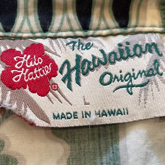 VTG Hilo Hattie Short Sleeve Green Tropical Print Hawaiian Button Down Shirt, L - Picture 6 of 11